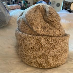 VINTAGE Wool Blend Neutral Knit Beanie Hat